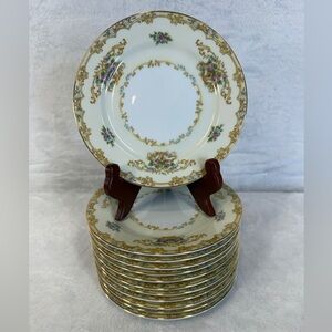 Noritake Gold and Cream Floral Dinner Plates
